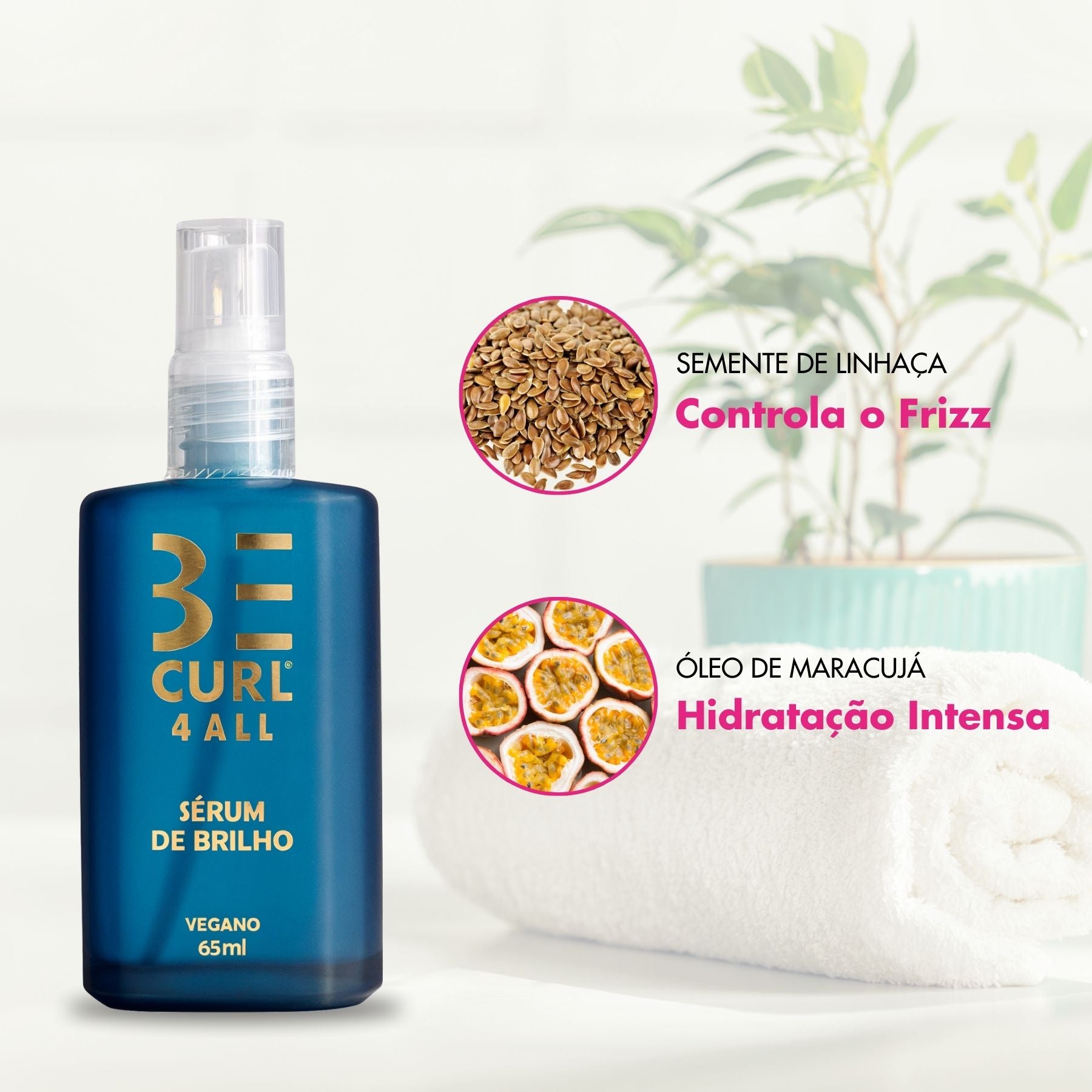 KIT MÁSCARA HIDRATANTE INTENSA + SÉRUM DE BRILHO VEGANO ONDULADOS, CACHEADOS E CRESPOS - 4 ALL BE CURL