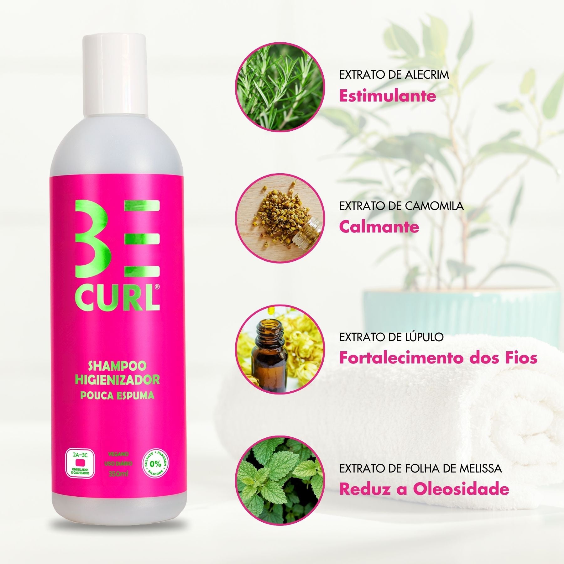 KIT LOW POO POUCA ESPUMA + STYLING CREAM CR PENTEAR VEGANO ONDAS & CACHOS PINK BE CURL