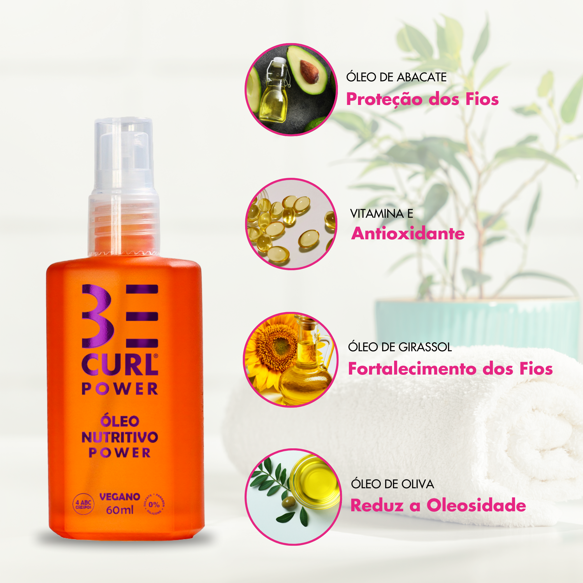 ÓLEO NUTRITIVO VEGANO 60ML CRESPOS POWER BE CURL
