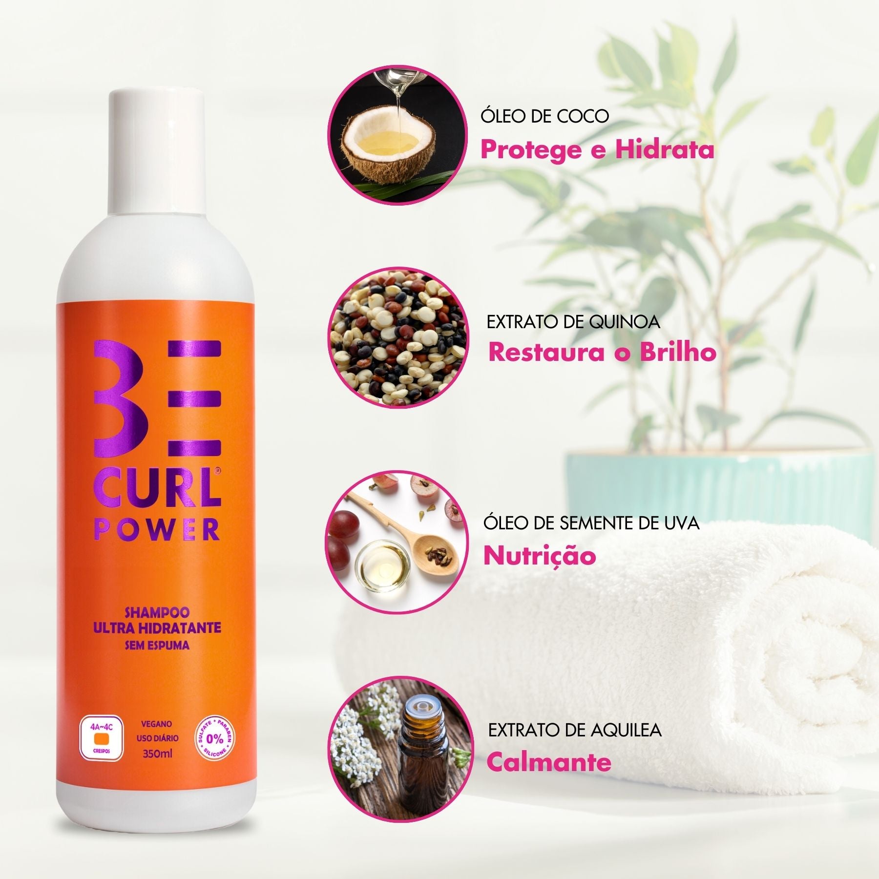 KIT NO POO SEM ESPUMA + STYLING CREAM CR PENTEAR VEGANO CRESPOS POWER BE CURL
