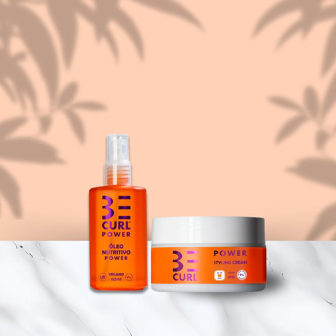 KIT ÓLEO NUTRITIVO + STYLING CREAM CREME PENTEAR VEGANO CRESPOS POWER BE CURL